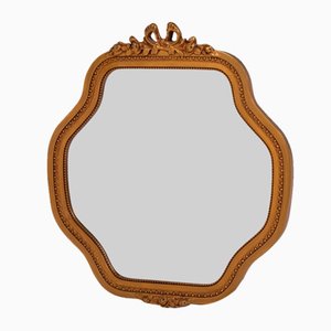 Antique Gold Mirror with Faceted Glass, 1800s