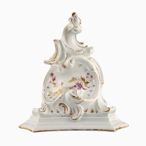 Consola de pared antigua de porcelana pintada a mano con flores y decoración dorada