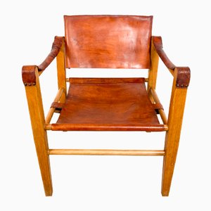 Vintage Danish Cognac Leather Safari Chair