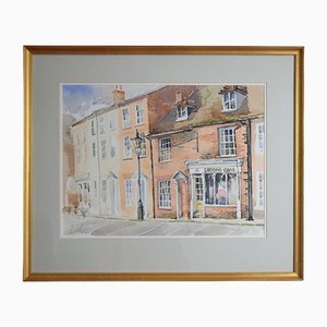 Paul Banning, Castle Street, Farnham, Original Watercolour, 1980s, Framed