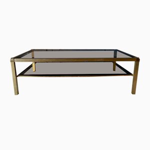 Coffee Table in Dore Brass and Smoked Mirror 1970