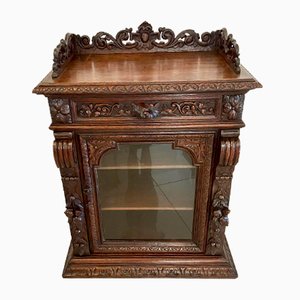 Antique Victorian Carved Oak Side Cabinet, 1860s