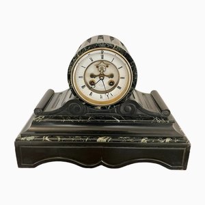 Antique Victorian Drum Head Marble Mantle Clock, 1860s