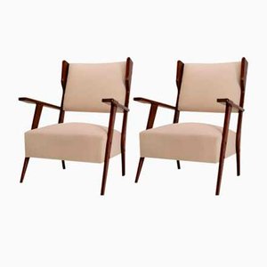 Italian Cherrywood Wingback Chairs by Gio Ponti, Italy, 1960s, Set of 2