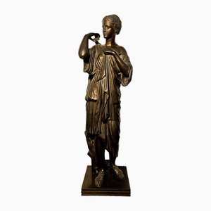 Réduction Sauvage, The Goddess Diana or Artemis, 19th Century, Large Black Patinated Bronze