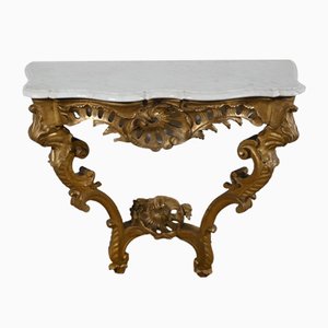 Console Murale Napoléon III en Bois Doré de Style Louis XV, 19ème Siècle