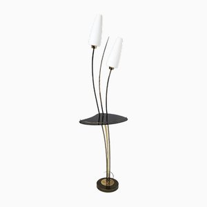 French Lamp in Brass, Glass and Acrylic Glass, 1950s