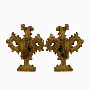 Florentine Fire Pot Candleholders in Golden Linden, Late 18th Century, Set of 2