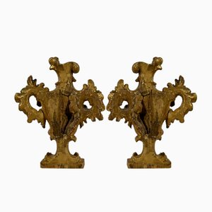 Florentine Fire Pot Candleholders in Golden Linden, Late 18th Century, Set of 2