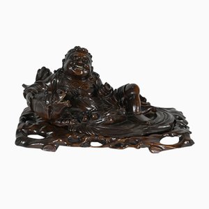 Chinesischer Künstler, Buddha, spätes 19. Jh., Metall, Glas & Palisander