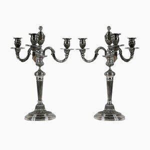 Silver Bronze Candleholders, Late 19th Century, Set of 2