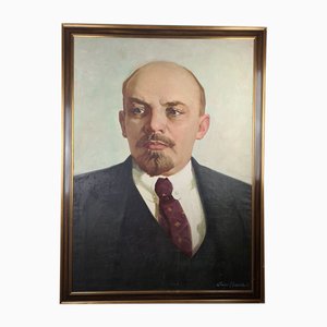 Portrait de Vladimir Lénine, 1950s, Huile sur Toile, Encadrée