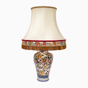 Earthenware Table Lamp with Flower Decoration, Gien, 1970s