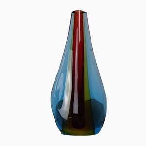 Jarrón en forma de lágrima de cristal de Murano de Flavio Poli, años 60