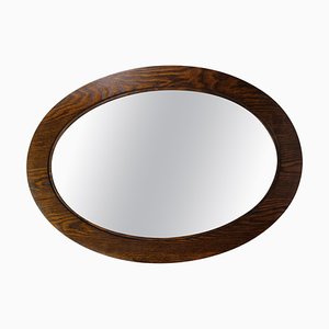 Specchio con cornice in legno di quercia tinto, anni '10