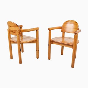 Mid-Century Pine Wood Dining Chairs, 1960s, Set of 2