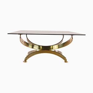 Italian Brass and Smoked Glass Coffee Table, 1970s