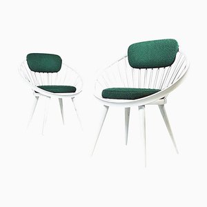 Mid-Century Swedish Beach Circle Armchairs attributed to Yngve Ekström for Ese Mobler, 1970s, 1960s, Set of 2