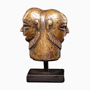Bronze Alloy Staff Finial with Janiform Heads, Nigeria, Kunstkammer