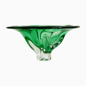 Grüne Glasschale von Jan Beranek für Skrdlovice, 1960er