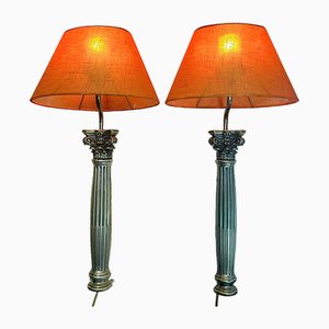 Edwardiaanse Silver Finished Brass Wall Lights, 1970s, Set of 2