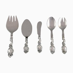 Rococo Style Danish Silver Cutlery, 1940s, Set of 5