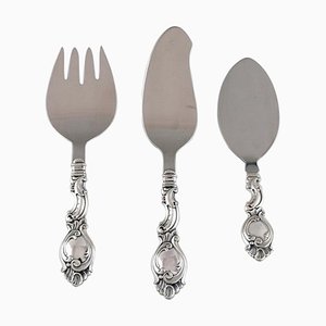 Rococo Style Danish Silver Serving Cutlery, 1940s, Set of 3