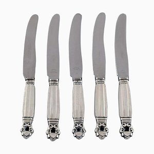 Acorn Fruit Knives in Sterling Silver and Stainless Steel from Georg Jensen, Set of 5