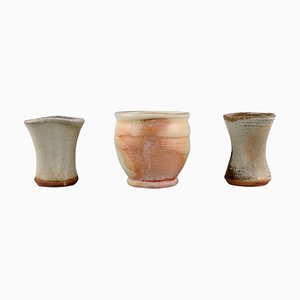 Dänische Studio Vasen aus glasiertem Steingut, 3 . Set