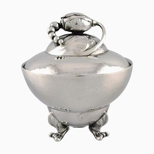 Blossom Sugar Bowl in Hammered Sterling Silver from Georg Jensen, 1920s