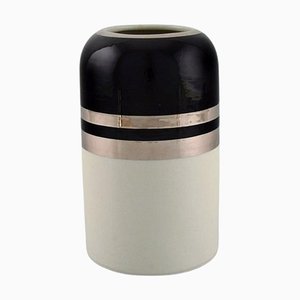 Modernis Silver Ceramics Vase by Peter Winquist for Arabia, 1960s