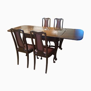 Wood Dining Room Table and Chairs, Set of 5