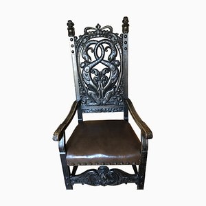 Black Upholstered Wood Armchair