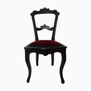 Barocker Finca Stuhl in Schwarz gebeizt mit New Red Polsterung