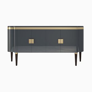 High Gloss Sideboard with Grey & Brass Details