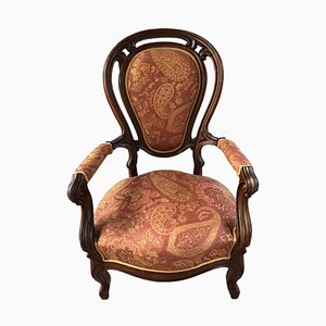 Vintage Wood Upholstered Armchair