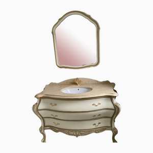 Toeletta con lavabo e specchio, Italia, set di 2