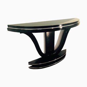 Art Deco Style Curved Console Table with Mirror Finish