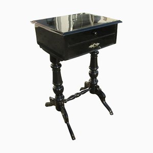 Wilhelminian Black Lacquered Sewing Table, 1890s