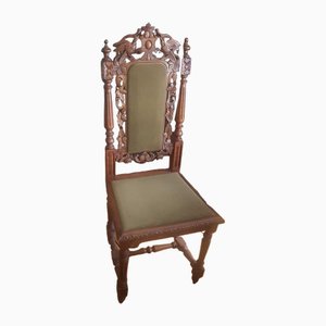 Antique Handmade Wooden Chair with Carvings