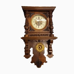 Antique Wooden Wall Clock with Winding