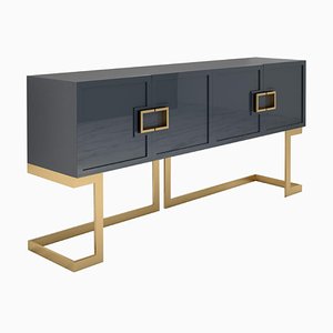 Gray Design Sideboard with Polished Brass Legs