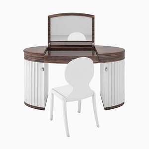 White Glossy Dressing Table, Set of 2