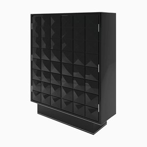 Black Lacquer Cabinet with Diamond Pattern