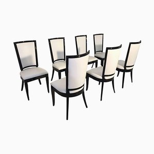 Art Deco Stühle in Weiß, 8er Set