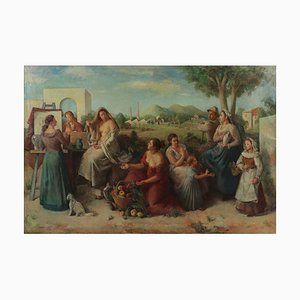 Contardo Barbieri, Mujeres en el trabajo, óleo sobre lienzo