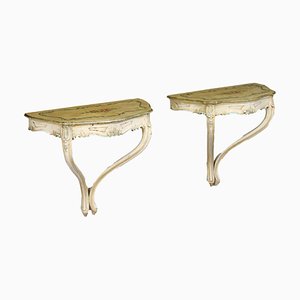 Venetian Teardrop Wall Consoles in Baroque Style, Italy, 20th Century, Set of 2
