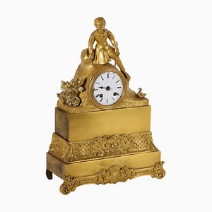 Horloge de Comptoir en Bronze Doré, France, 19ème Siècle