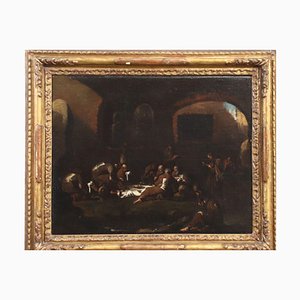 Genoese School Artist, The Monk's Lunch, 18th Century, Oil on Canvas, Framed