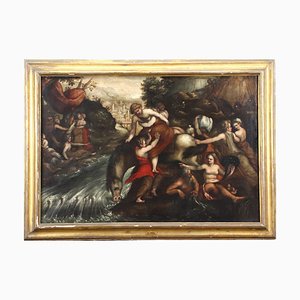 After D. Lupini, Clelia Crosses the Tiber, 16th-17th Century, Oil on Canvas, Framed